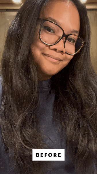 Allure senior beauty editor Jesa Marie Calaor before using the Squigs Gooseberry Delight Hydrating Shampoo and...